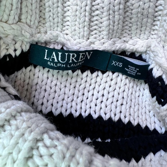 LAUREN Ralph Lauren Turtle Neck Exposed Seam Knit Striped Sweater - Picture 4 of 6